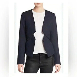 French Connection Women's Blue Cropped Open-Front Blazer Size 6